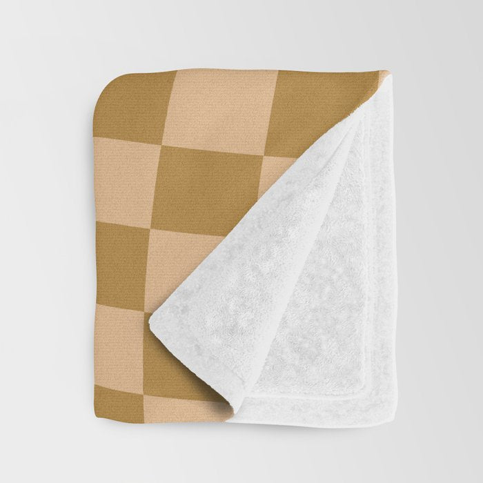 checked wave âÂ peach and gold Throw Blanket Gallery Image 3