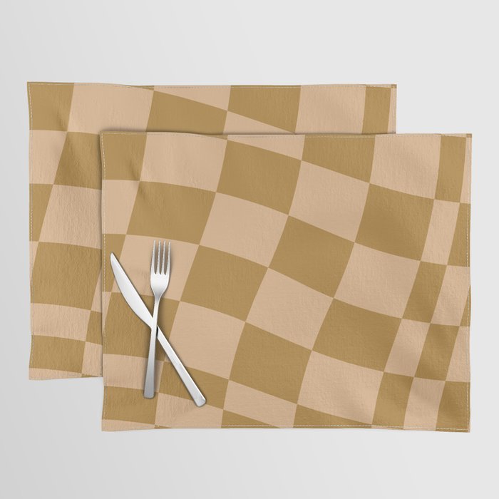 checked wave âÂ peach and gold Placemat Gallery Image 1