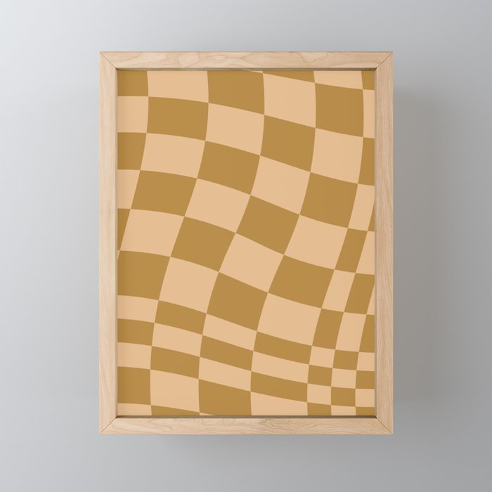 checked wave âÂ peach and gold Mini Art Print Gallery Image 1