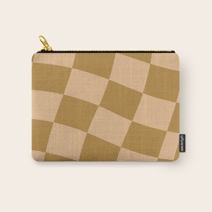checked wave âÂ peach and gold Carry All Pouch Gallery Image 1