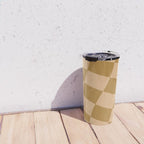 checked wave âÂ peach and gold Travel Mug Gallery Image 4
