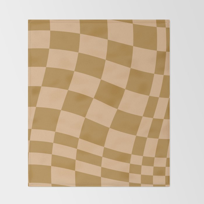 checked wave âÂ peach and gold Throw Blanket Gallery Image 2