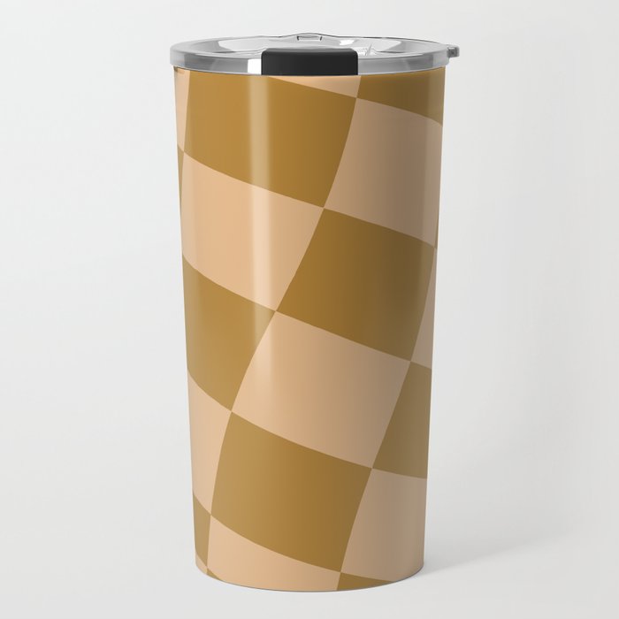 checked wave âÂ peach and gold Travel Mug Gallery Image 1