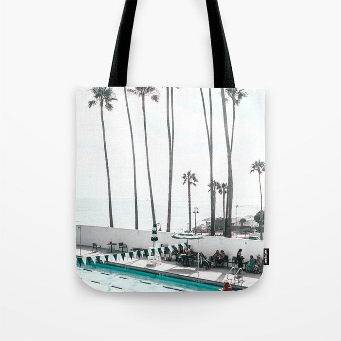 Pool and Palm Trees Tote Bag Gallery Image 1
