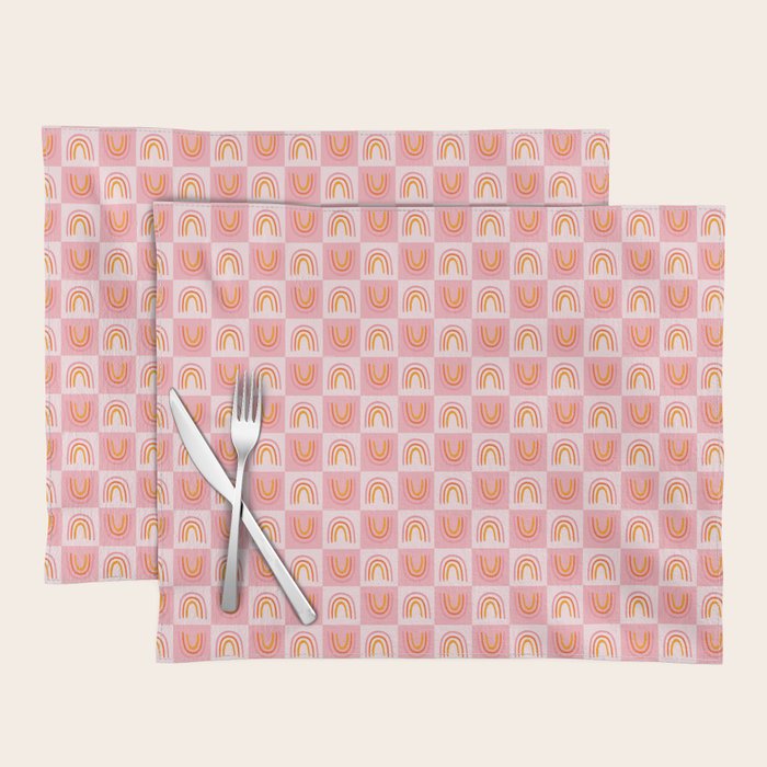 Rainbow Checkered Print Placemat Gallery Image 1
