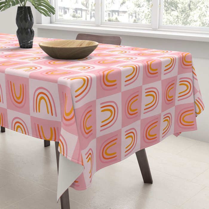 Rainbow Checkered Print Tablecloth Gallery Image 3