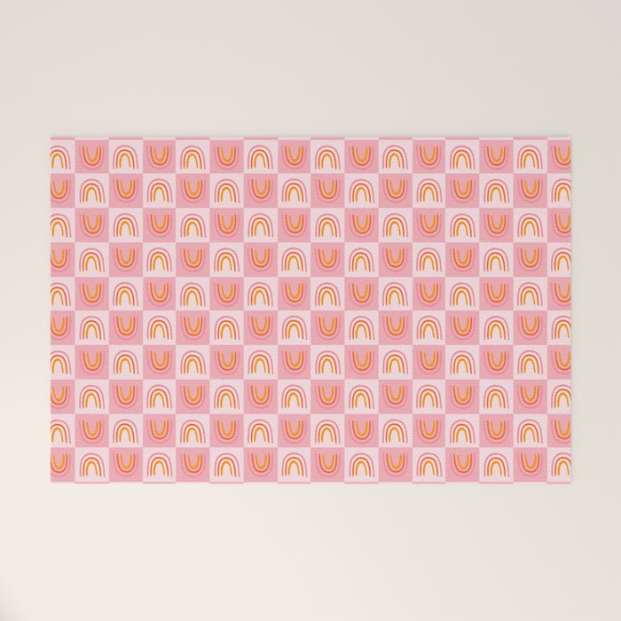 Rainbow Checkered Print Welcome Mat Gallery Image 1