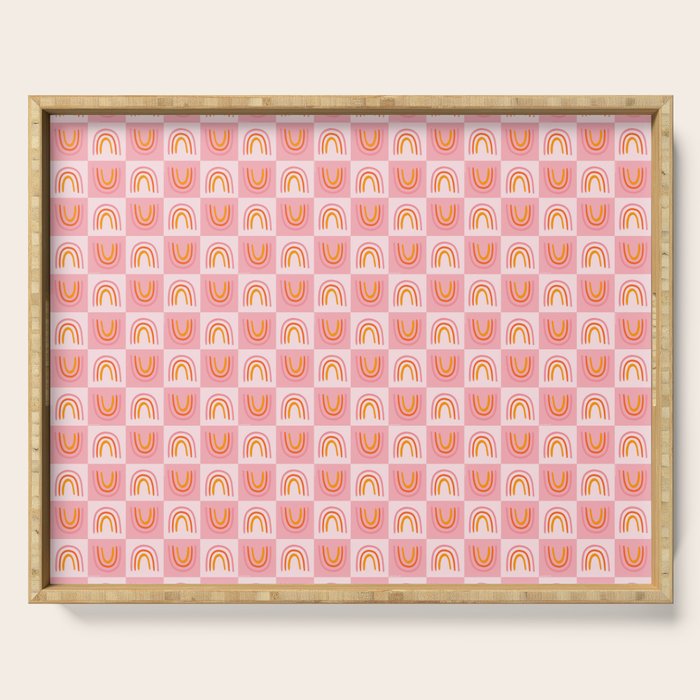 Rainbow Checkered Print Serving Tray Gallery Image 1