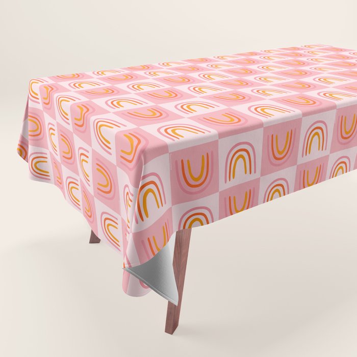 Rainbow Checkered Print Tablecloth Gallery Image 1