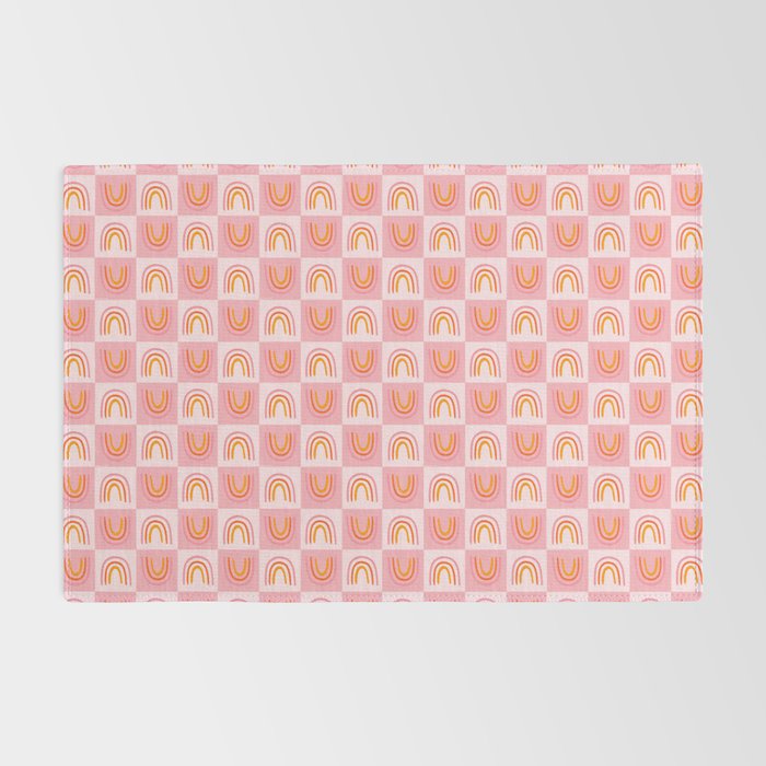 Rainbow Checkered Print Rug Gallery Image 2