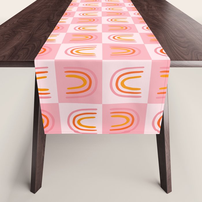 Rainbow Checkered Print Table Runner Gallery Image 1