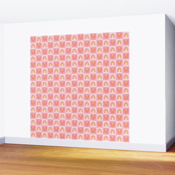 Rainbow Checkered Print Wall Mural Gallery Image 2