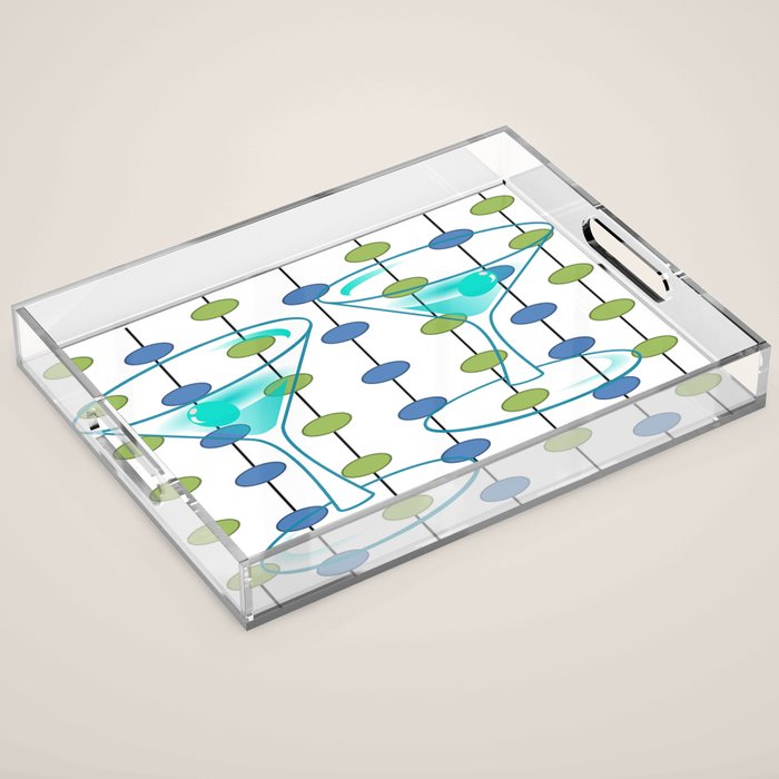 Mid-Century Modern Atomic Art Cocktails 1.0 Acrylic Tray Gallery Image 1
