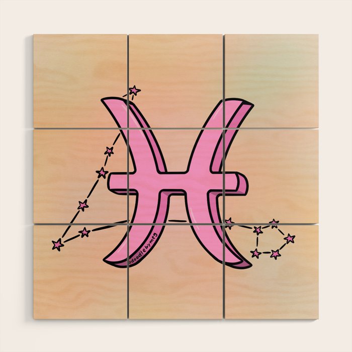 Pisces Symbol Wood Wall Art Gallery Image 1