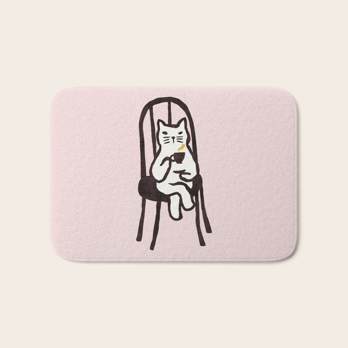Tea time with cat Bath Mat Gallery Image 1