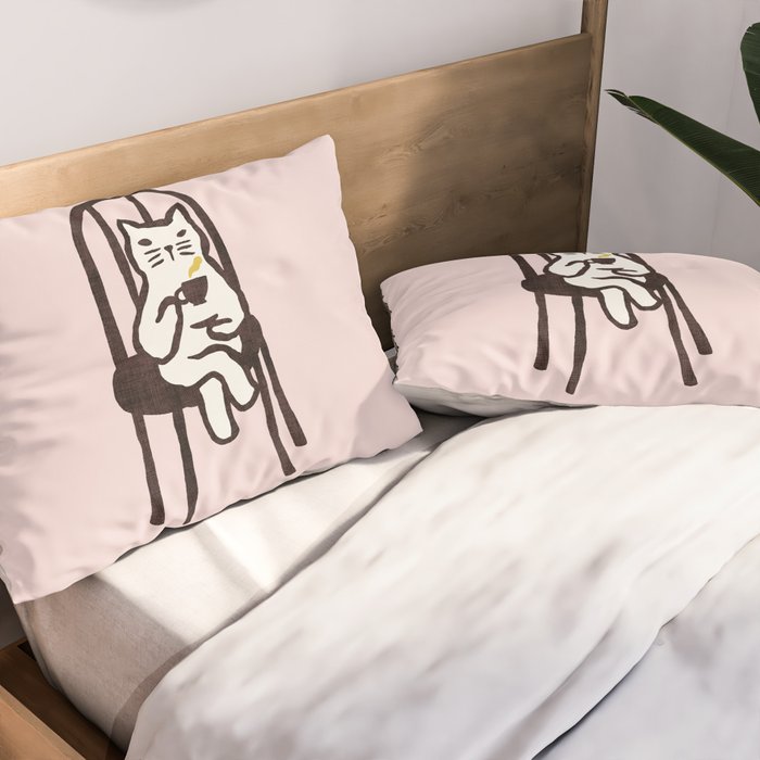 Tea time with cat Pillow Sham Gallery Image 2