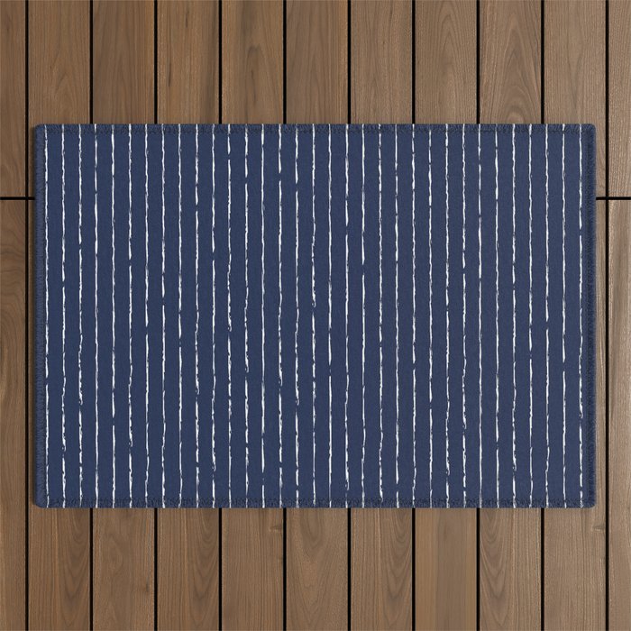 Lines II (Navy) Outdoor Rug Gallery Image 1