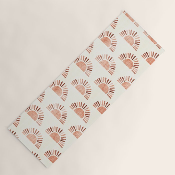 block print suns - multi colored terra cotta Yoga Mat Gallery Image 1