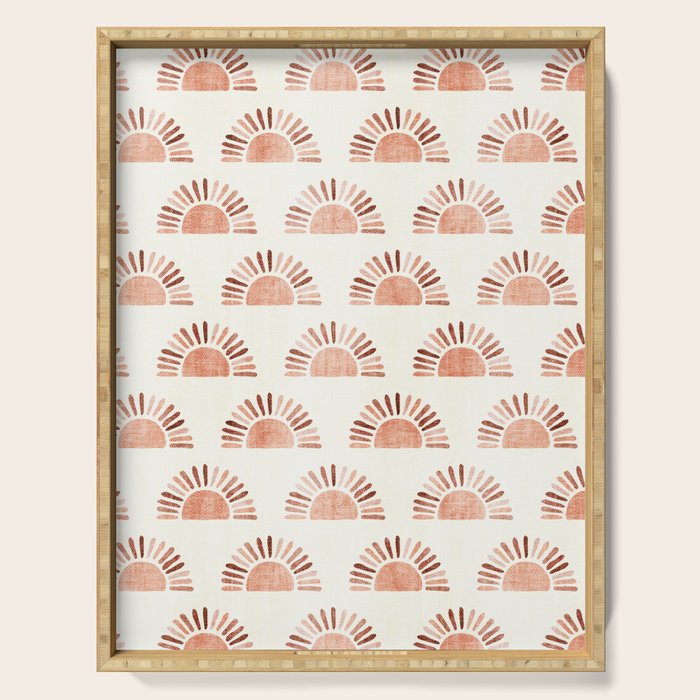 block print suns - multi colored terra cotta Serving Tray Gallery Image 1