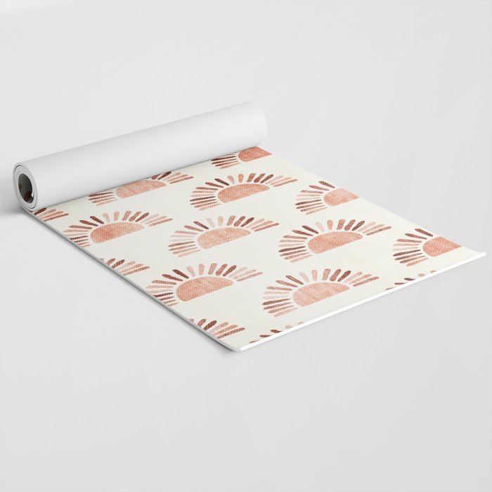 block print suns - multi colored terra cotta Yoga Mat Gallery Image 2