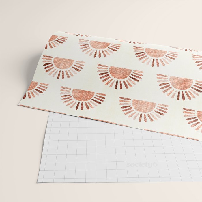 block print suns - multi colored terra cotta Wrapping Paper Gallery Image 2