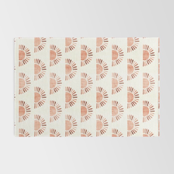 block print suns - multi colored terra cotta Rug Gallery Image 2