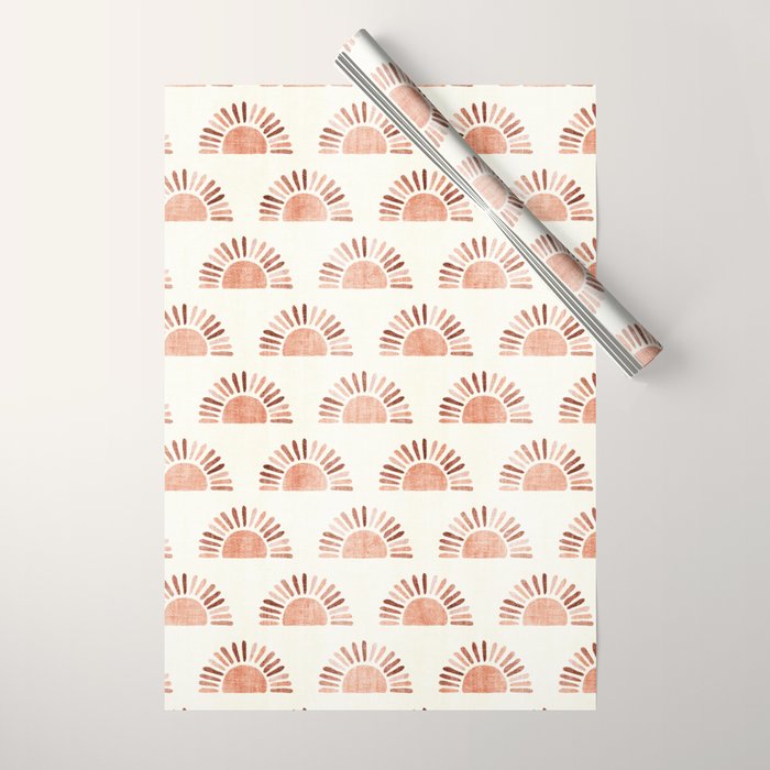 block print suns - multi colored terra cotta Wrapping Paper Gallery Image 1