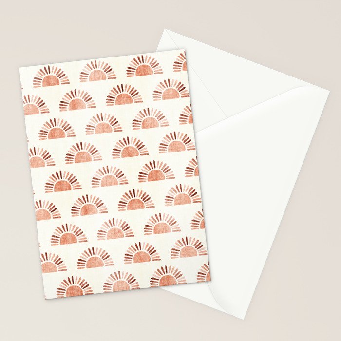 block print suns - multi colored terra cotta Stationery Card Gallery Image 2