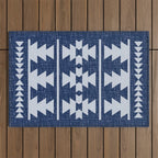Southwestern Pattern 128 Indigo Blue Outdoor Rug Gallery Image 1