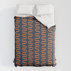 Abstract Shapes 268 in Navy Blue and Orange (Snake Pattern Abstraction) Comforter Gallery Image 6