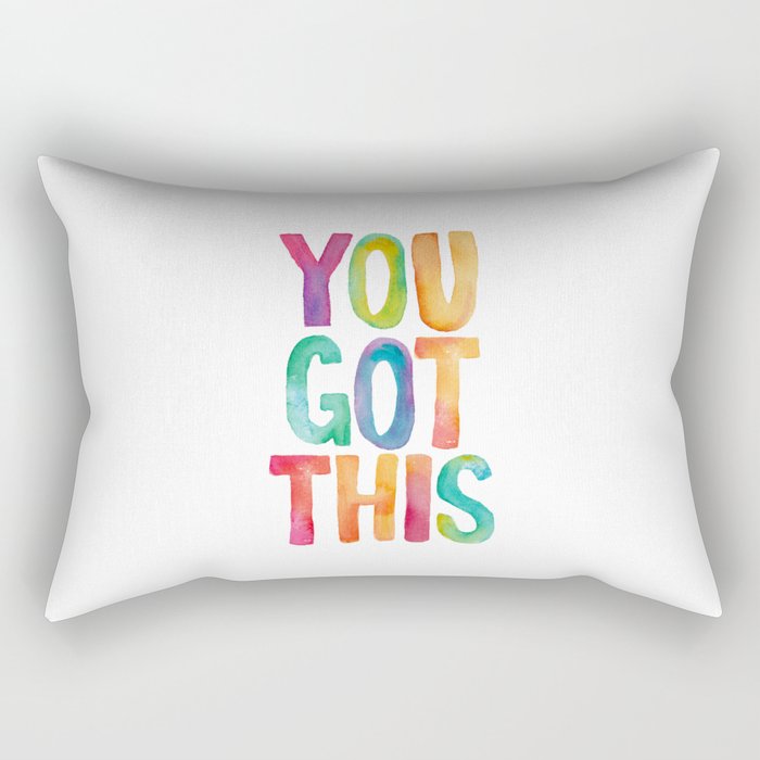 You Got This Rainbow Watercolor Rectangular Pillow Gallery Image 1