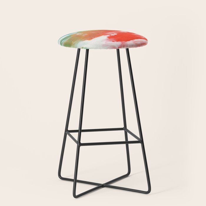 Ejaaz Haniff Colorful Abstract Acrylic Painting 'Storm In Paradise' Stool Gallery Image 1