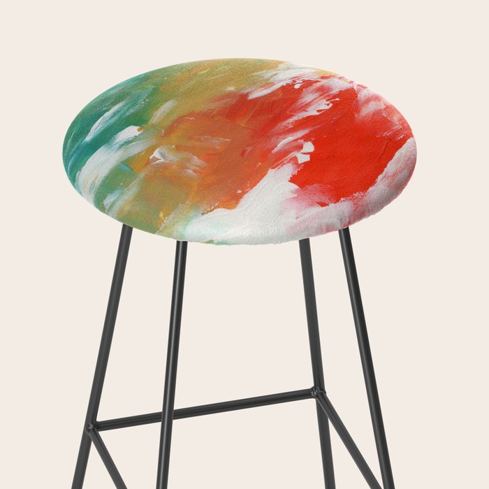 Ejaaz Haniff Colorful Abstract Acrylic Painting 'Storm In Paradise' Stool Gallery Image 2