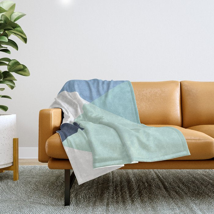 Geometrics - seafoam & blue concrete Throw Blanket Gallery Image 1