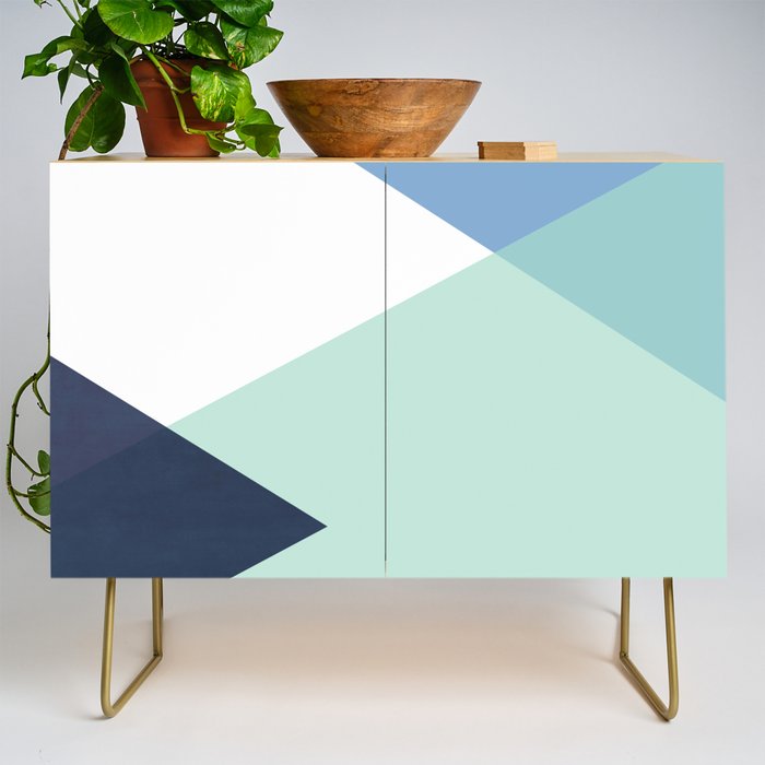 Geometrics - seafoam & blue concrete Credenza Gallery Image 1