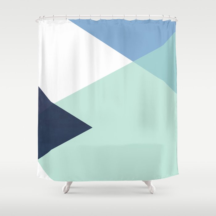 Geometrics - seafoam & blue concrete Shower Curtain Gallery Image 1