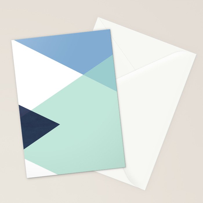 Geometrics - seafoam & blue concrete Stationery Card Gallery Image 2