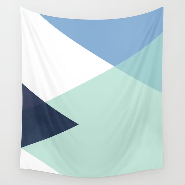 Geometrics - seafoam & blue concrete Wall Tapestry Gallery Image 4
