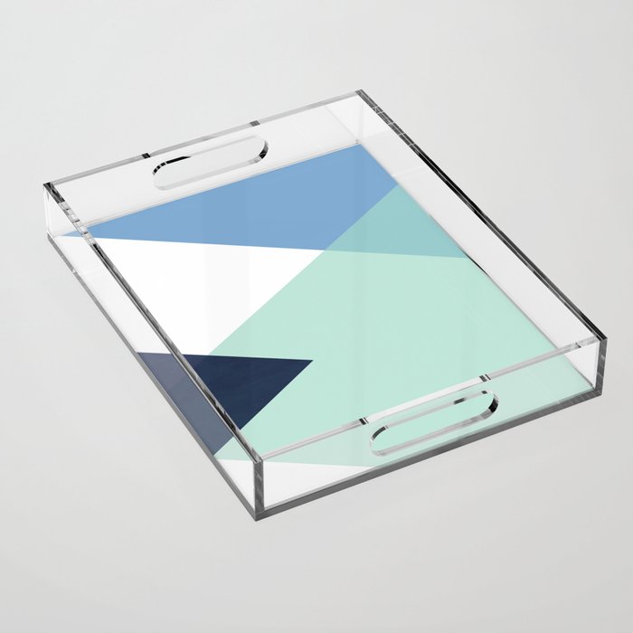 Geometrics - seafoam & blue concrete Acrylic Tray Gallery Image 1