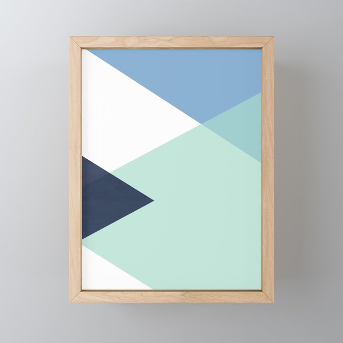 Geometrics - seafoam & blue concrete Mini Art Print Gallery Image 1