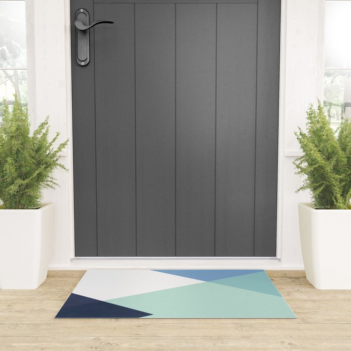 Geometrics - seafoam & blue concrete Welcome Mat Gallery Image 3