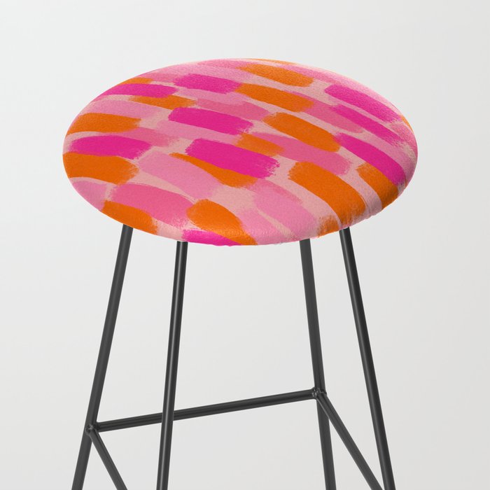 Abstract, Paint Brush Effect, Orange and Pink Stool Gallery Image 2