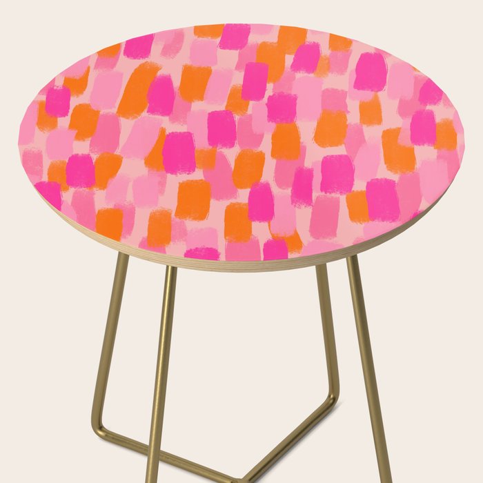 Abstract, Paint Brush Effect, Orange and Pink Side Table Gallery Image 2