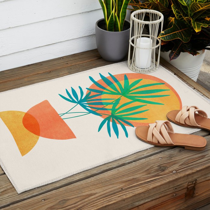 Summer Eclipse Mid Century Abstract Shapes Outdoor Rug Gallery Image 2