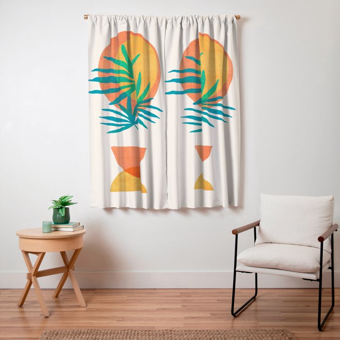 Summer Eclipse Mid Century Abstract Shapes Window Curtain Gallery Image 3