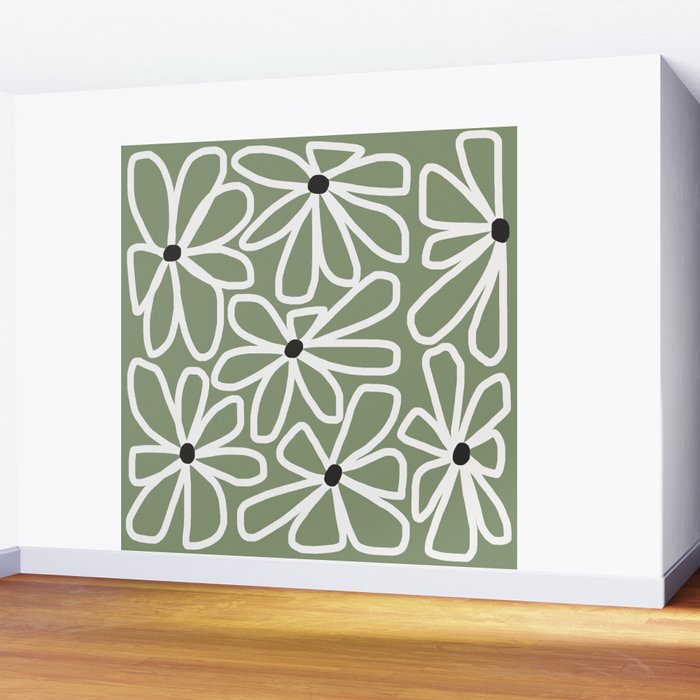 Daisy chain - sage Wall Mural Gallery Image 2