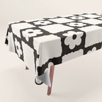 Retro Flower Checker in Black&White Tablecloth Gallery Image 1