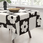 Retro Flower Checker in Black&White Tablecloth Gallery Image 3