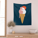 Cat Landscape 145: Strawberry & Vanilla Wall Tapestry Gallery Image 2