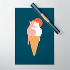 Cat Landscape 145: Strawberry & Vanilla Wrapping Paper Gallery Image 1